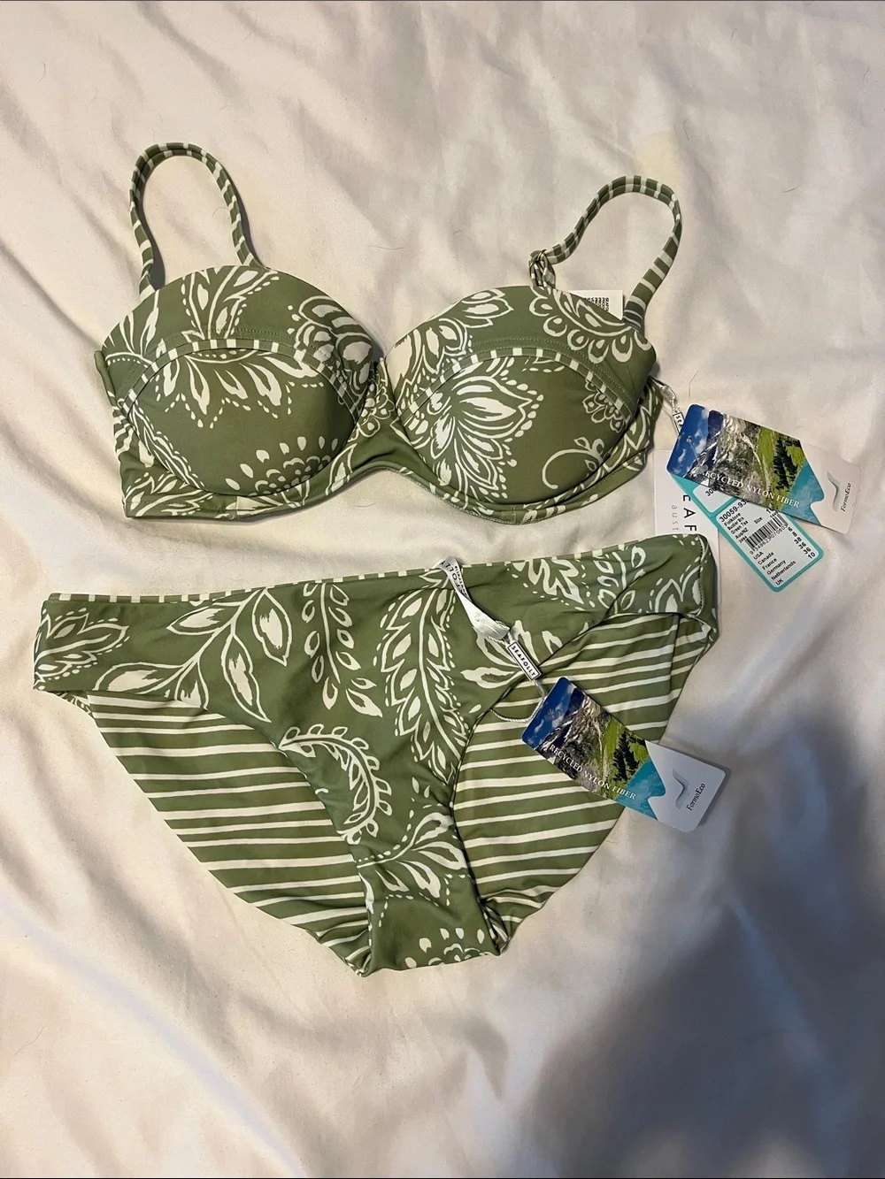 Seafolly Olive Green Floral Underwire Bikini Set